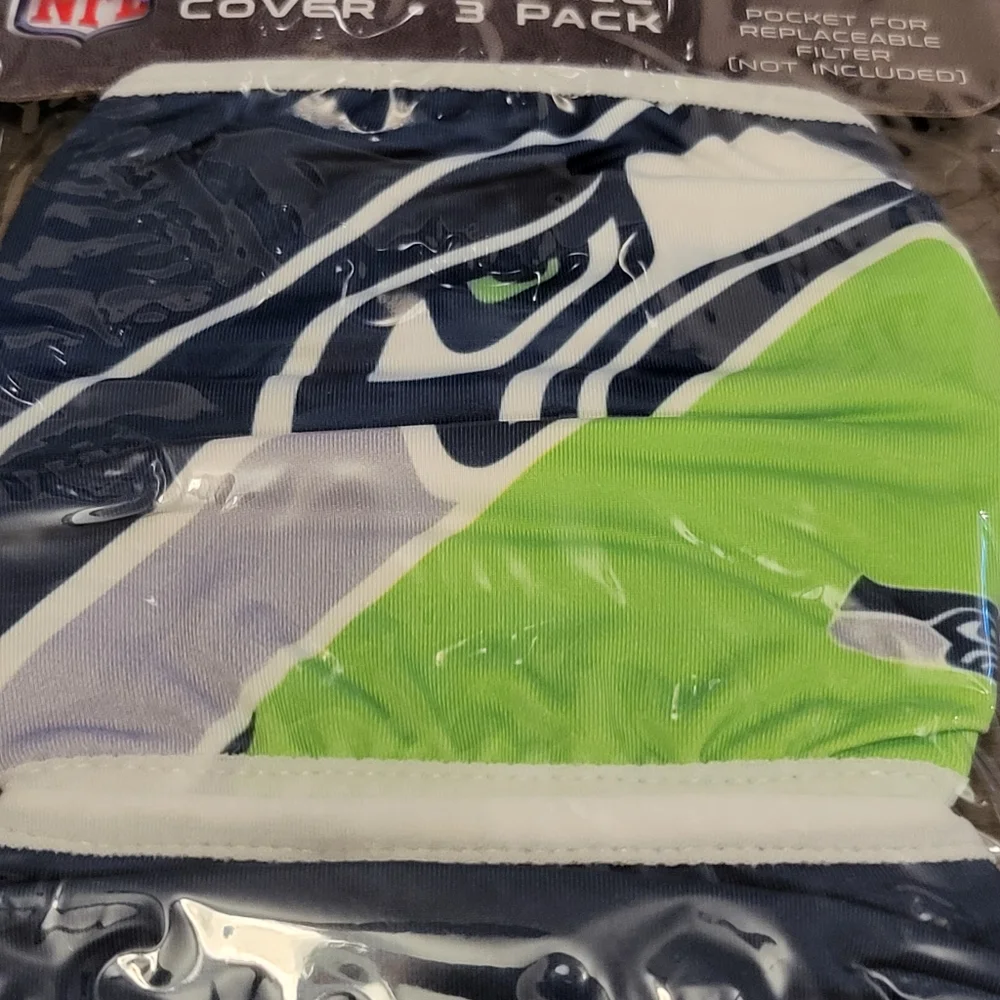 Seattle Seahawks 3 pack face mask face covering. Adult OSFA Fanatics New